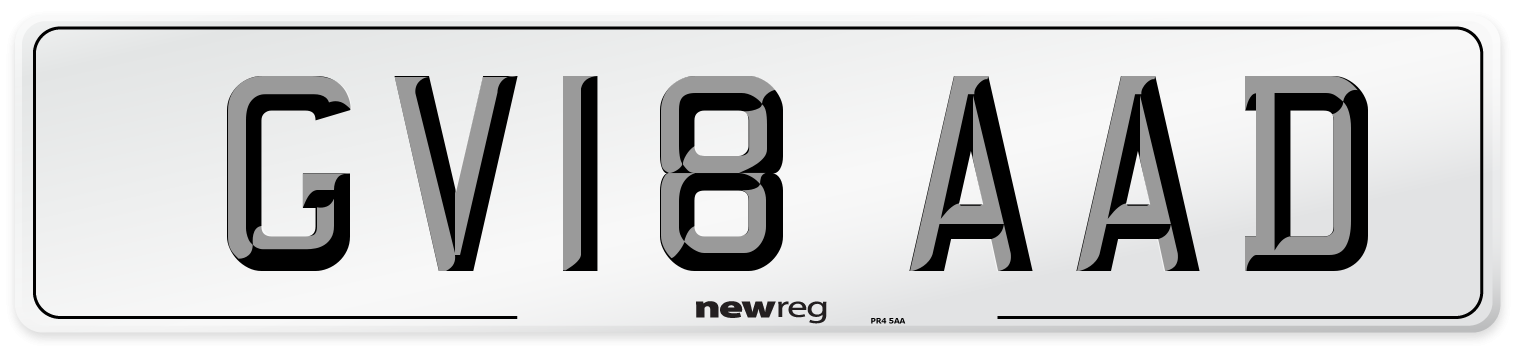 GV18 AAD Number Plate from New Reg